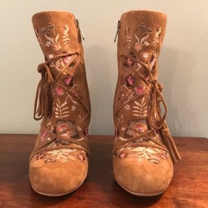 Sam Edelman floral suede boots tassels flowers